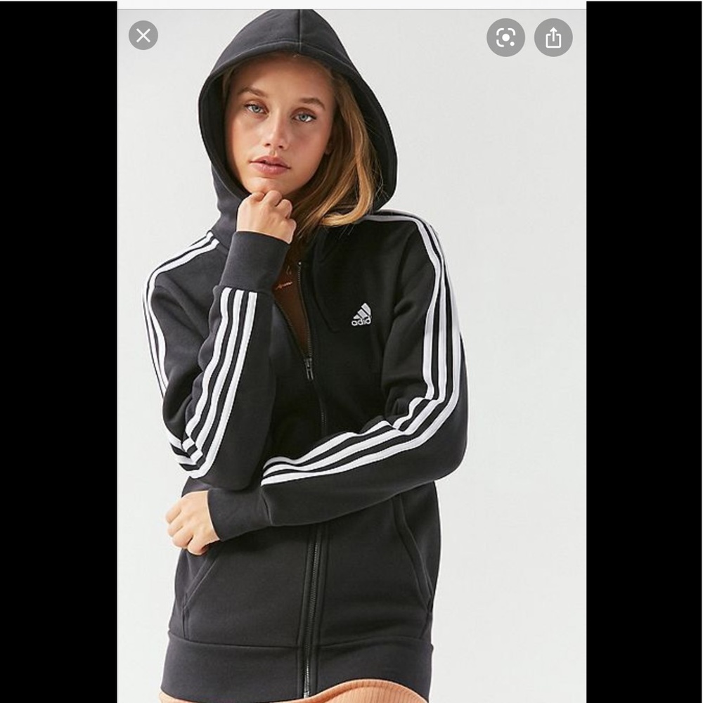 Adidas Originals 3-Stripe Zip-Up Hoodie Sweatshirt